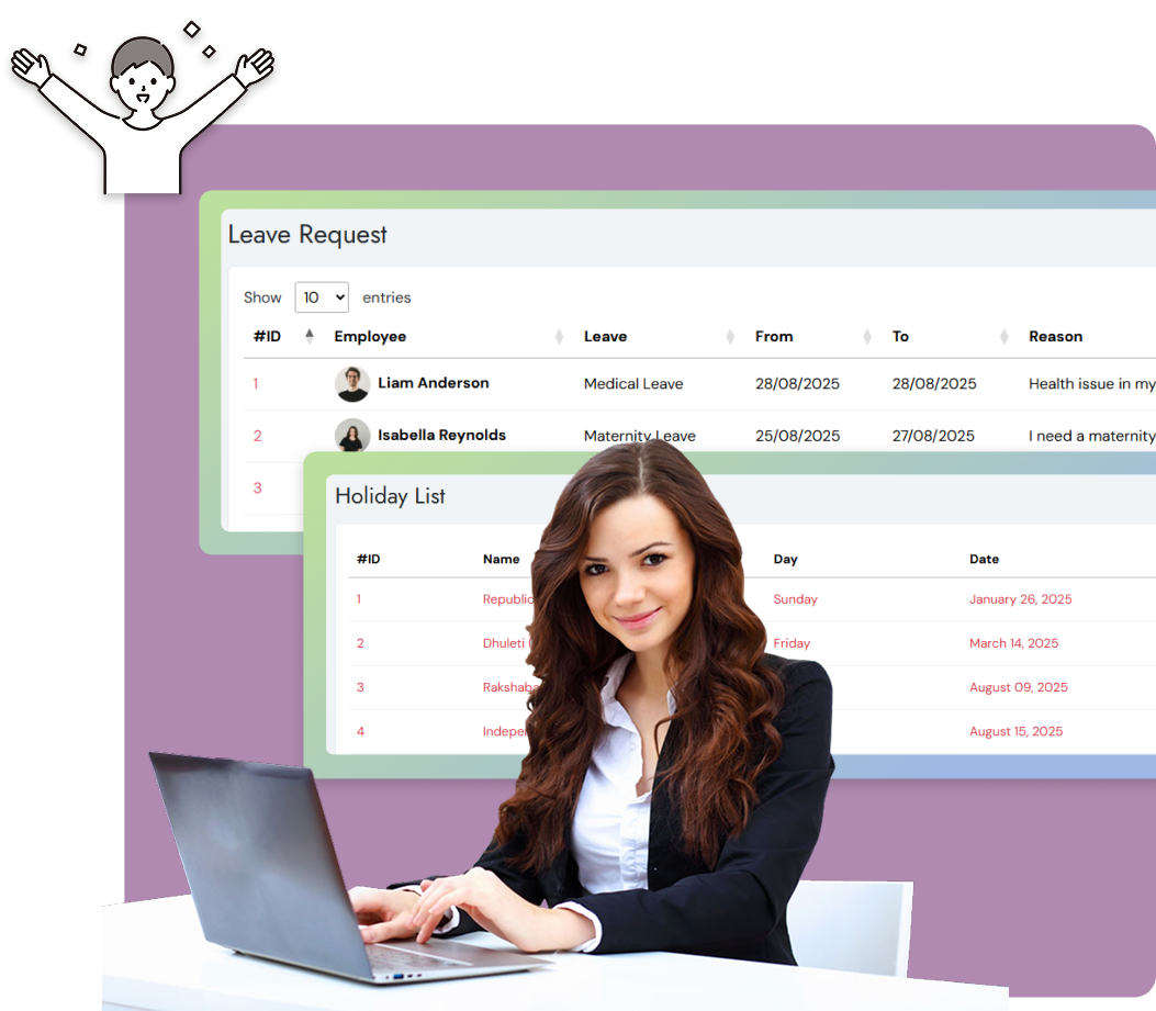 XpressHive HR dashboard showing attendance and payroll analytics